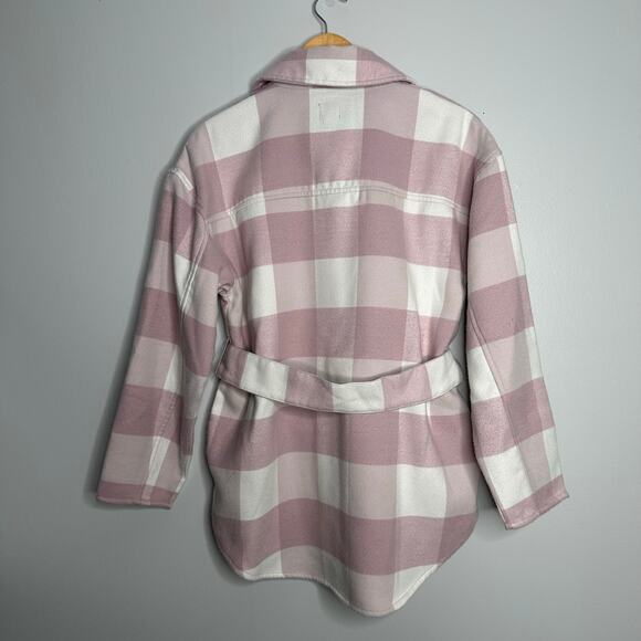 A New Day Women's Pink +‎ White Belted Waist Buttoned Checkered Shacket Size S - Picture 7 of 7